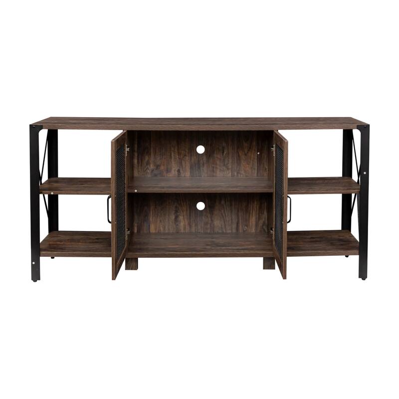 GDF Studio - Aishley Industrial Farmhouse 70.87" Wide TV Stand with Metal Frame and Open Storage Shelves