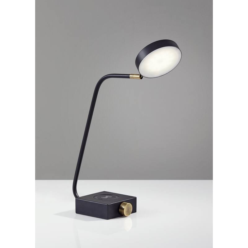 Conrad LED Desk Lamp with AdessoCharge Wireless Charging Pad - Matte Black