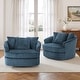 preview thumbnail 67 of 74, UIXE Oversize 43" Plush Corduroy Swivel Barrel Chair Comfy Accent Chair For Living Room