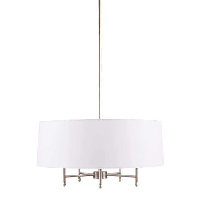 5-Light White Drum Shade Chandelier for living room,bedroom,and dining room