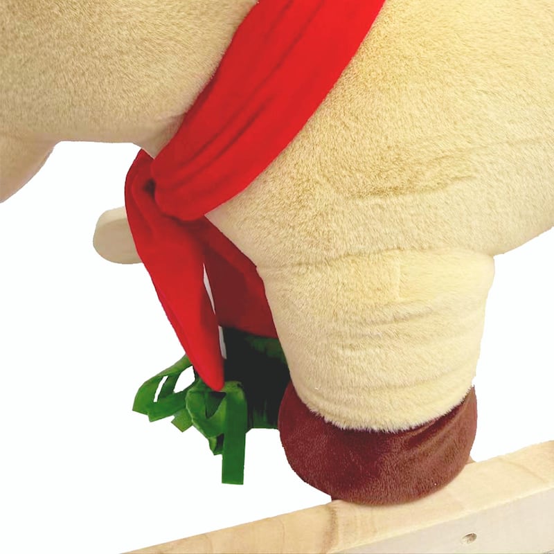 Kids Ride-On Rocking Horse Toy with Lullaby Song, Rocking Toy with Hand Puppets & Safety Belt