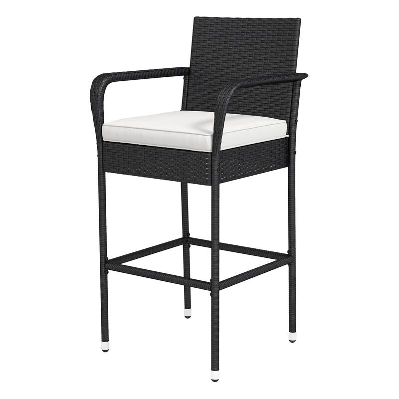 2Pcs Patio Bar Stools Wicker Barstools