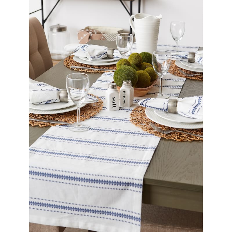 DII French Blue Zig Dobby Stripe Table Runner