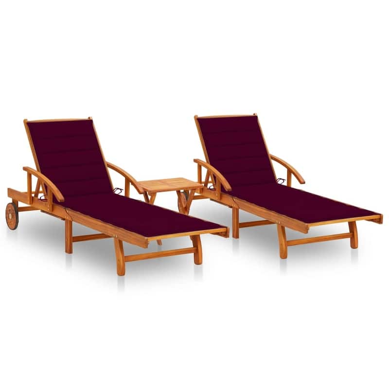vidaXL Patio Lounge Chair Sunbed Sunlounger with Cushion Solid Acacia Wood