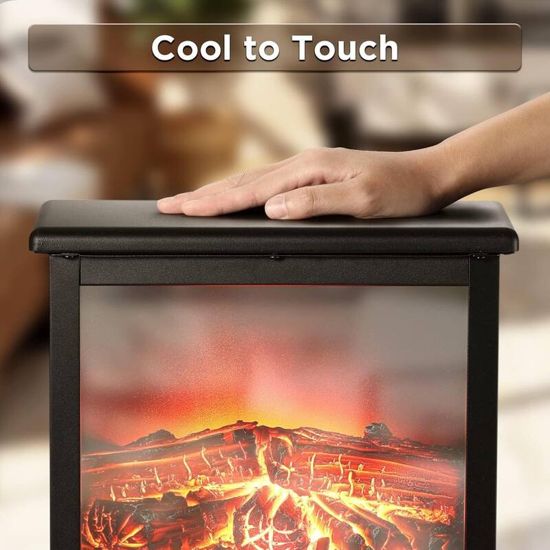 17 Inch Freestanding Electric Fireplace Stove for Living Room Bedroom Decor, Black
