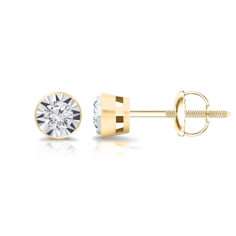 Auriya 1/6ctw Bezel-set Diamond Stud Earrings 14k Gold (G-H, I1-I2) - Yellow