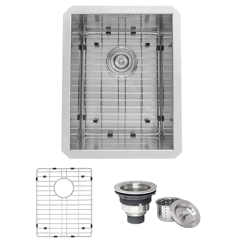Ruvati 14-inch Undermount 16 Gauge Zero Raduis Bar Prep Kitchen Sink Stainless Steel Single Bowl - RVH7110