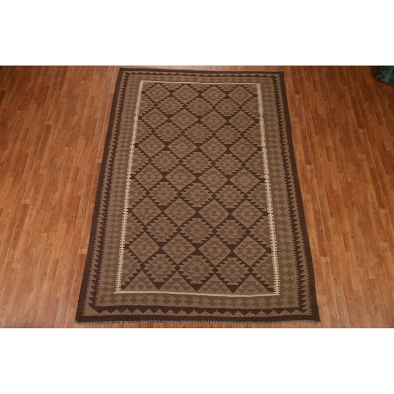 Reversible Kilim Oriental Area Rug Flat-weave Wool Carpet - 6'10"x 9'7"
