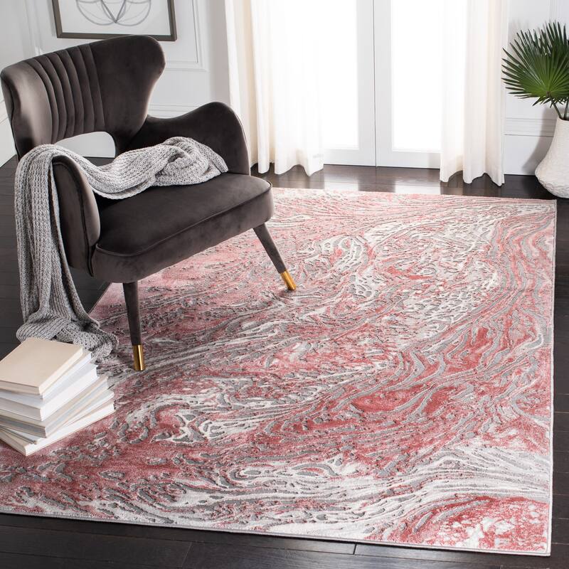 SAFAVIEH Meadow Assunta Modern Abstract Rug - 8' x 10' - Light Grey/Pink