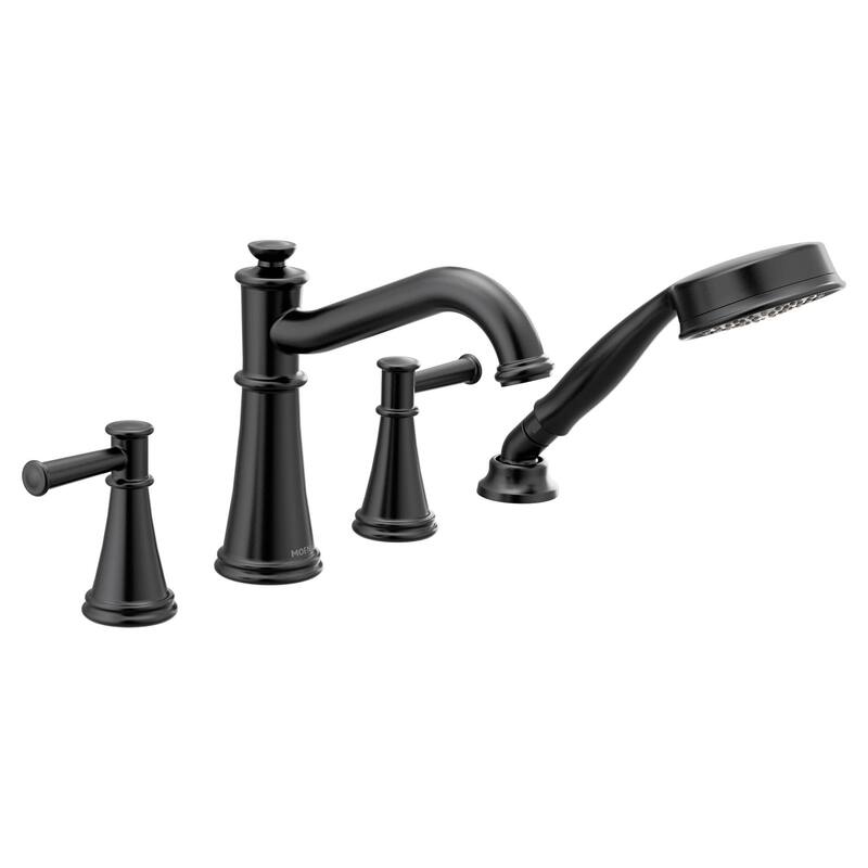 Moen Belfield Deck Mounted Roman Tub Filler Trim with Metal Lever - Matte Black