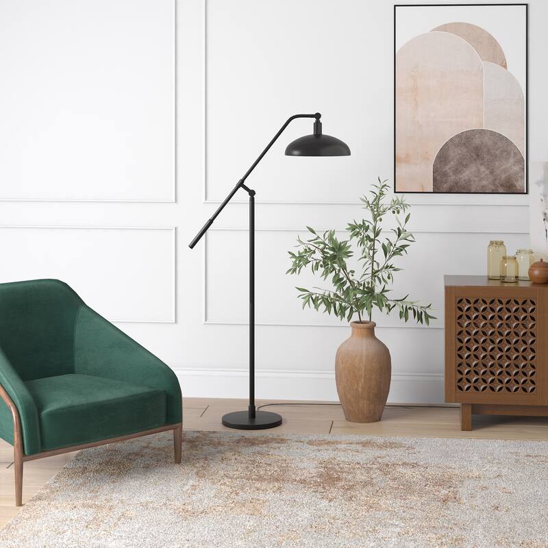 Devon Boom Arm Floor Lamp with Metal Shade