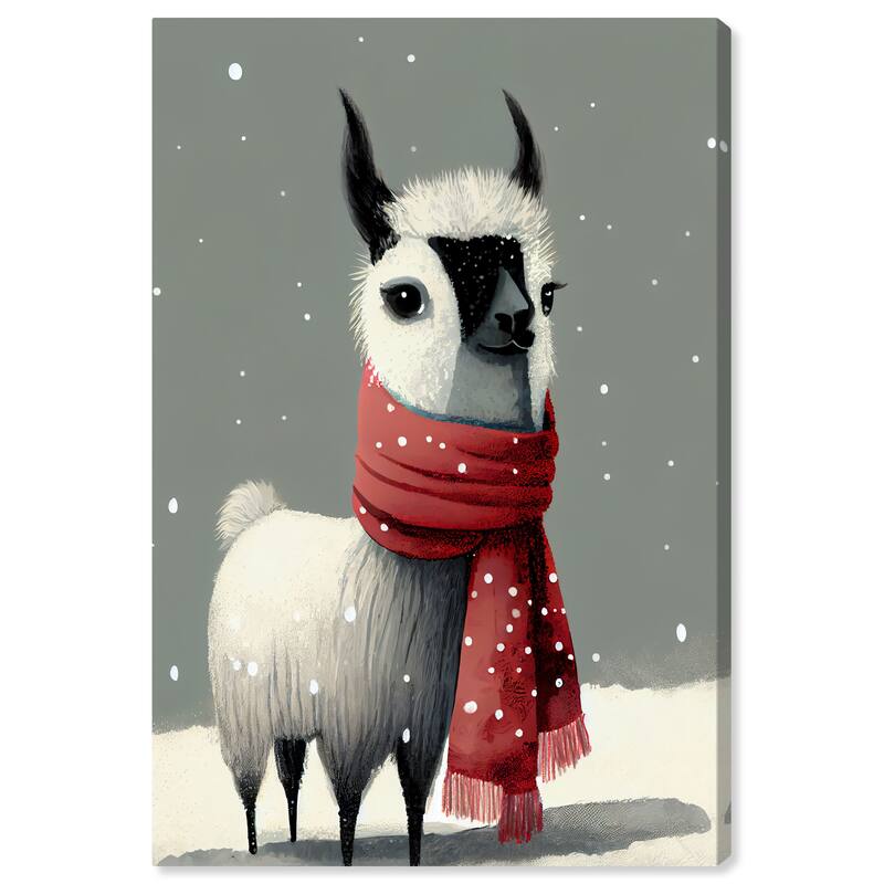 Wynwood Studio Canvas Animals Alpaquita Red and Modern & Contemporary Wall Art Canvas Print - Red, Gray