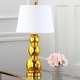 preview thumbnail 4 of 6, SAFAVIEH Lighting 28-inch Jayne Three Sphere Glass Gold Table Lamp (Set of 2) - 14"x14"x26.5"
