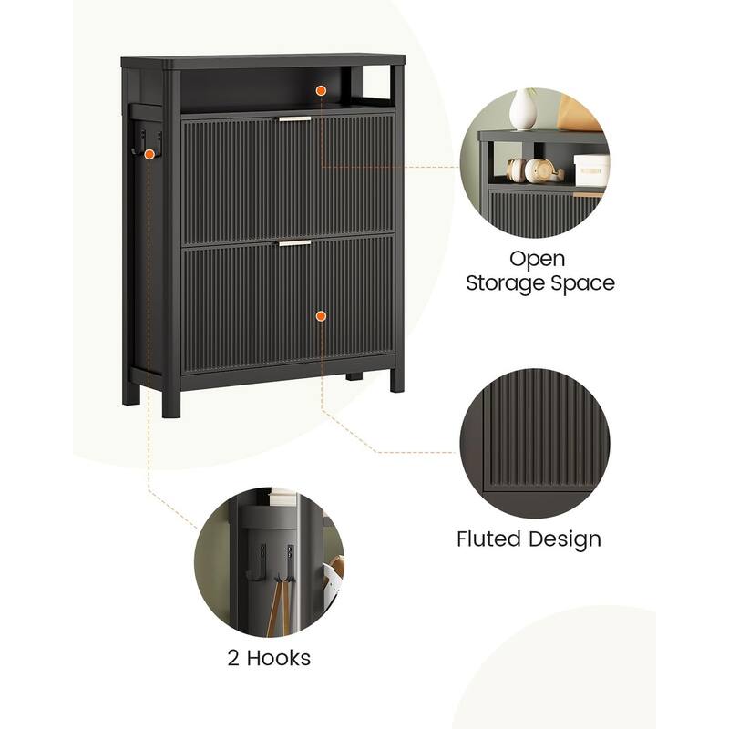 Shoe Storage Cabinet with 2 Large Flip Drawers Shoe Rack Cabinet