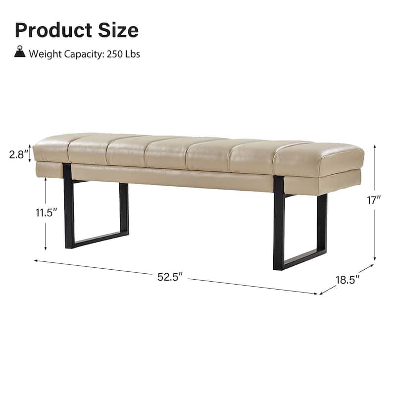 Laurens Modern 52.5'' Channel Tufted Bench with Mental Legs by HULALA HOME