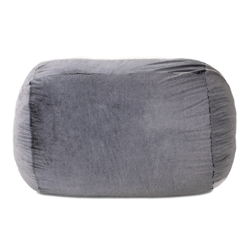 Plush Faux Fur Bean Bag Loveseat - 64" - Wolf Gray