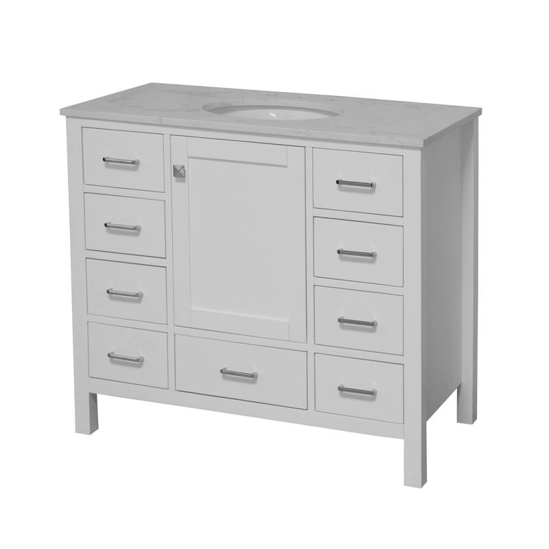 KitchenBathCollection Horizon 42" Bathroom Vanity with Engineered Carrara Top