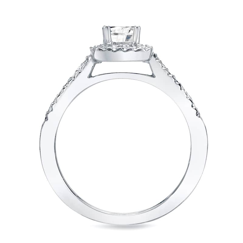 Auriya 14k Gold 3/4ctw Princess-cut Diamond Halo Engagement Ring Set
