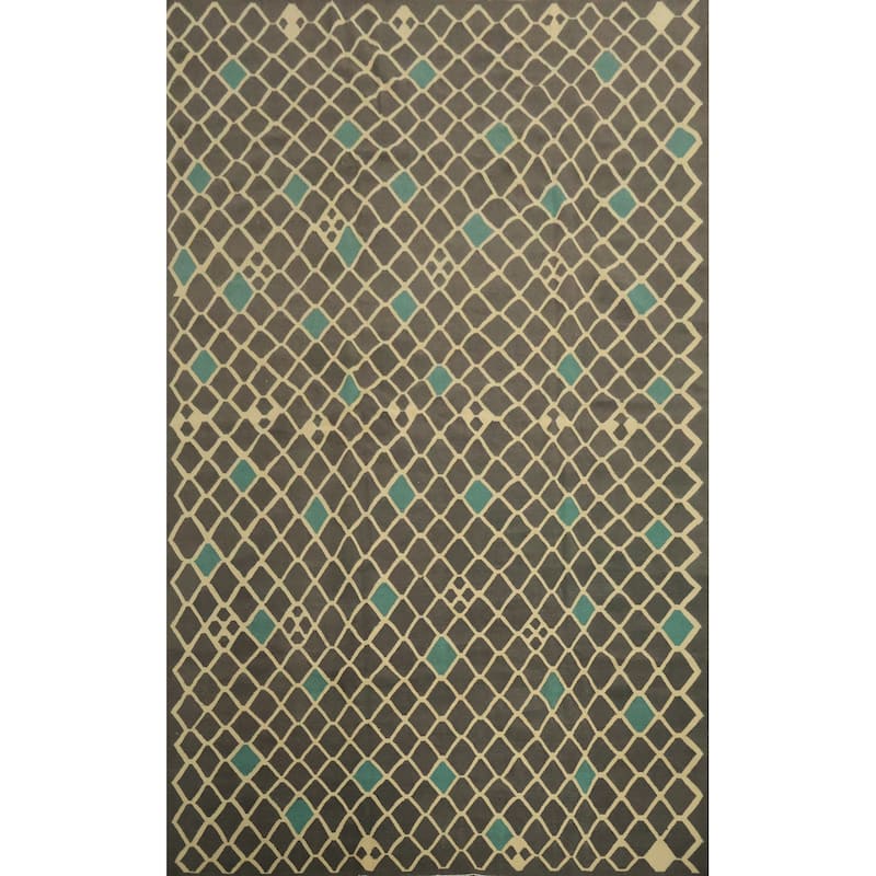 Hand Woven Oriental 100% Wool Carpet Southwestern Tribal Greys & Charcoal Kilim Area Rug - 12' 1'' X 8' 8''