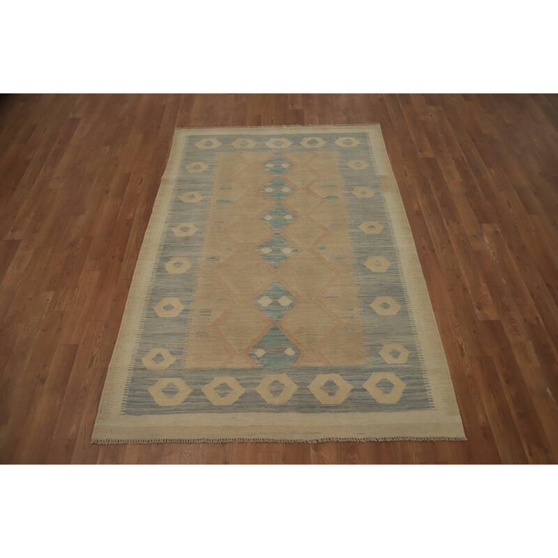 Hand Woven Oriental 100% Wool Carpet Southwestern Tribal Brown Kilim Area Rug - 5' 8'' X 3' 10''