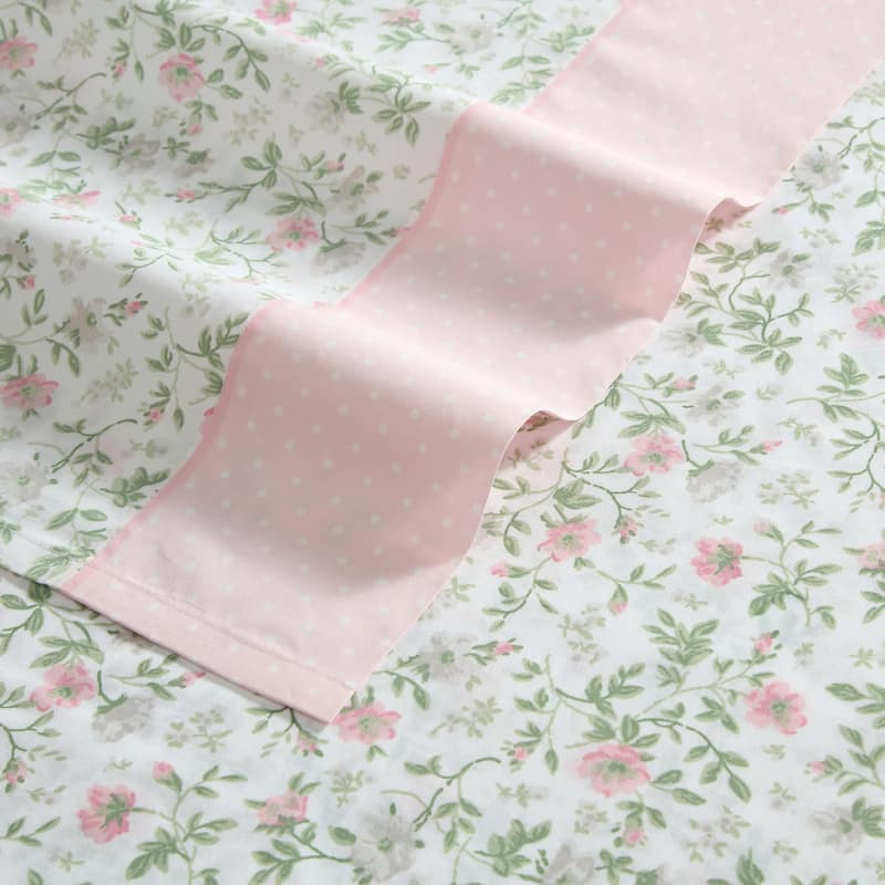 Laura Ashley Percale Cotton Printed Hem Sheet Sets