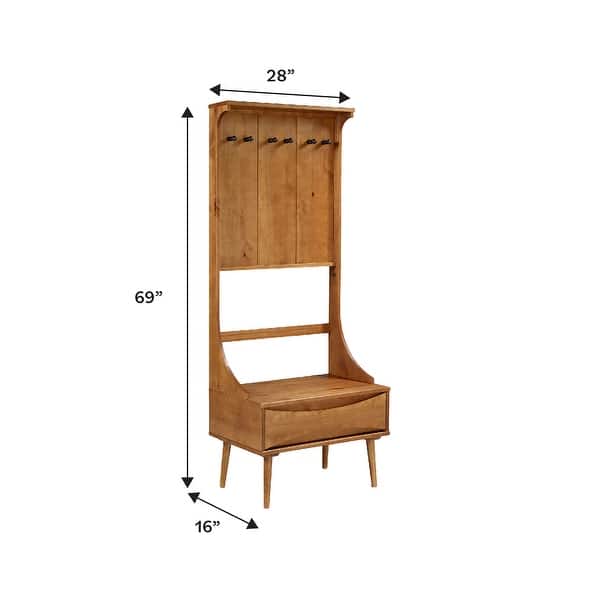Walker Edison Solid Wood Hall Tree with Drawer - Bed Bath & Beyond ...