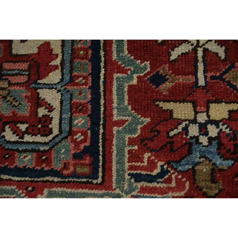 Hand Knotted Oriental 100% Wool Carpet Traditional Medallion Red Heriz Area Rug - 10' 8'' X 7' 7''