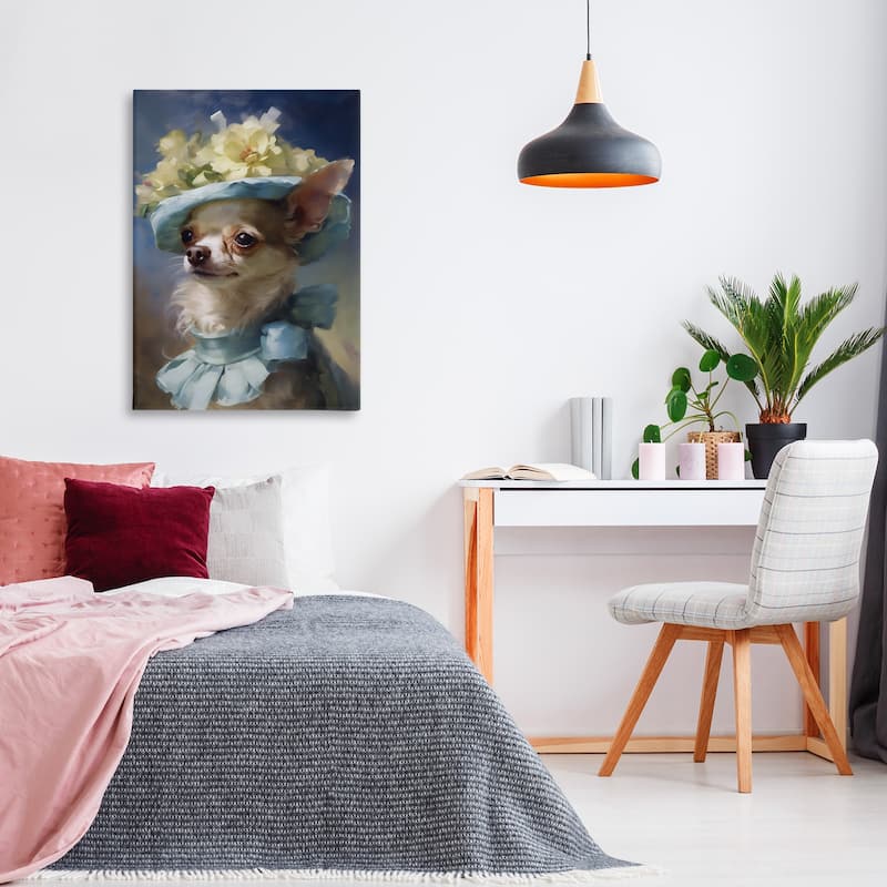 Stupell Dog with Fashionable Hat Canvas Wall Art Design By Wumples