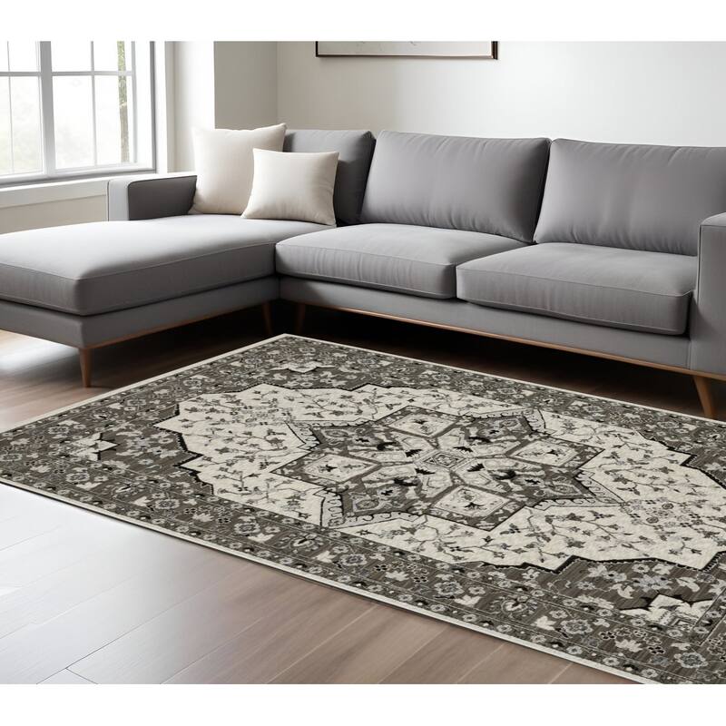 HomeRootsMedallion Traditional Runner Area Rug - 116.54' X '78.74' X '0.32