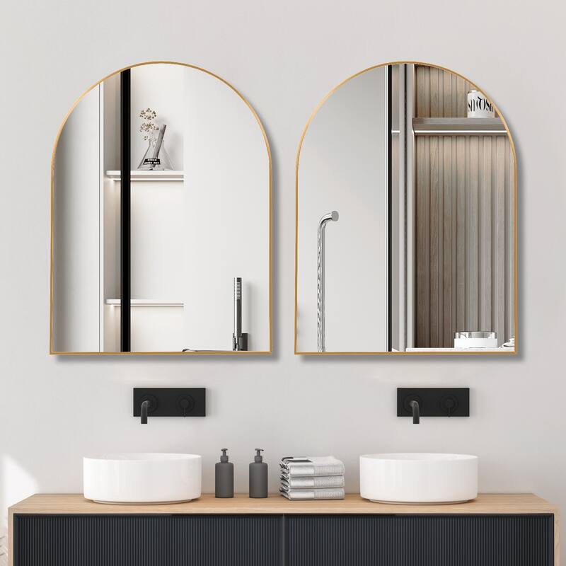Metal Framed Arched Bathrrom Mirror for Wall