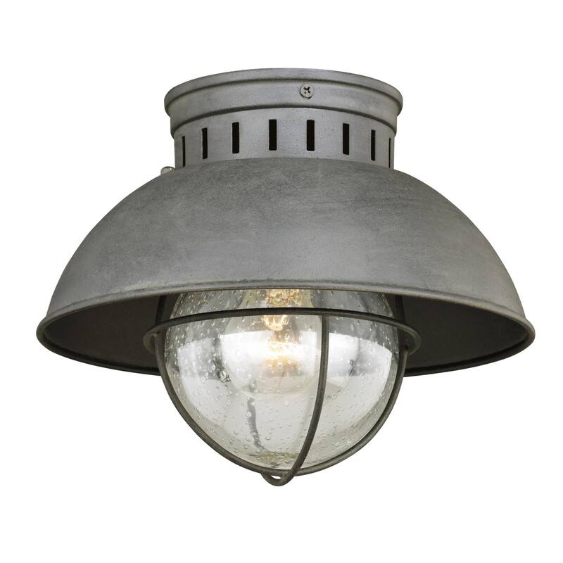 Bellevue Iker 10" Wide Outdoor Flush Mount Lantern Ceiling Fixture - Textured Gray
