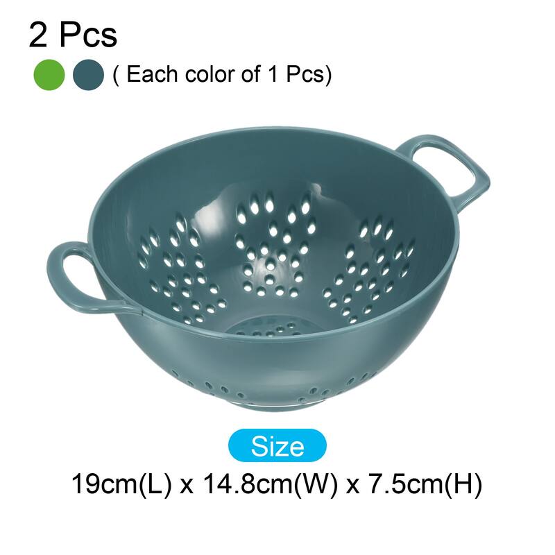 Mini Colanders Fruit Vegetable Sieve Drainer Strainer-Light Blue+Green - Light Blue+Green - 19cm x 14.8cm x 7.5cm