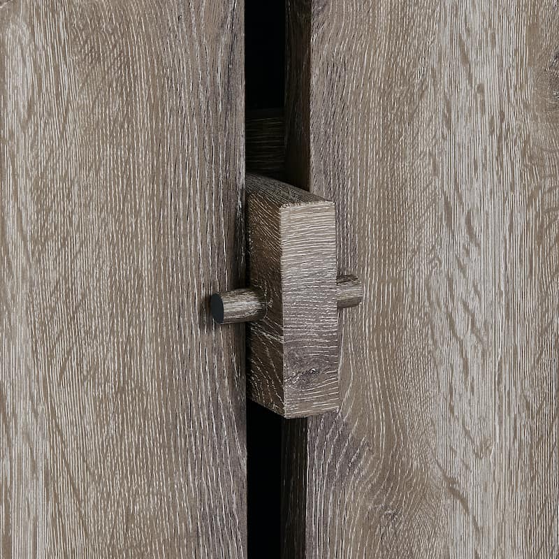 47.13" Vintage Round Dining Table with Distressed Wood and Rivets