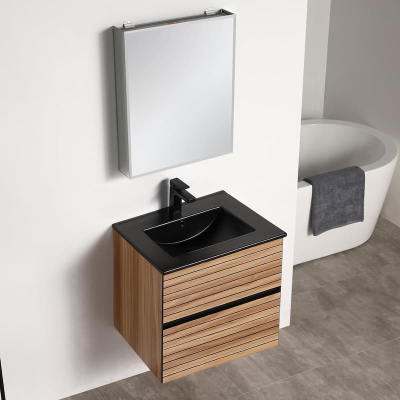 Blossom Annecy 24" Floating Bathroom Vanity with Black Ceramic Sink