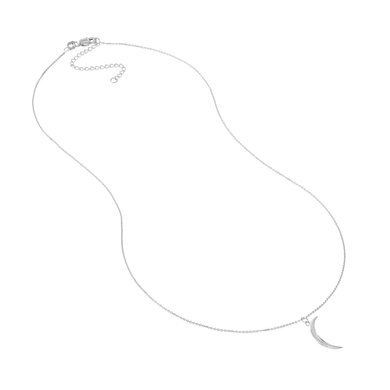 Marquee Jewels 14K Solid White Gold Dainty Crescent Necklace