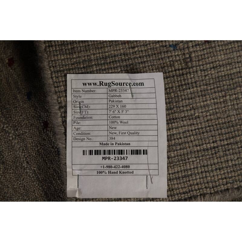 Gabbeh Modern Area Rug Handmade Grey Tribal Wool Carpet - 5'3" x 7'6"
