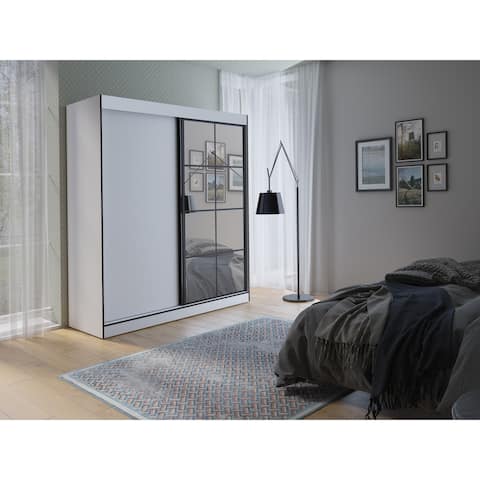 Brooklyn 71" Sliding Door Wardrobe Cabinet in White - 71 inches wide