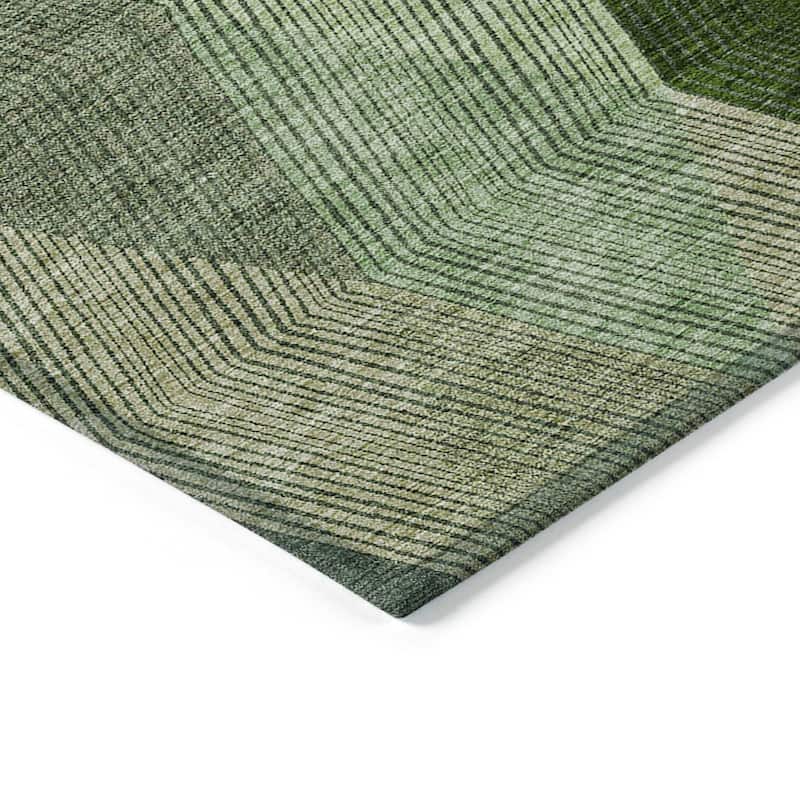 Machine Washable Indoor/ Outdoor Diamond Stripes Chantille Rug
