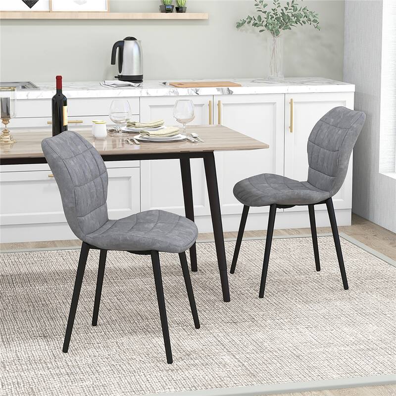 Gymax Dining Chairs Set of 4 w/ Padded Back Metal Legs & 2 Adjustable