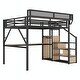 preview thumbnail 23 of 26, Loft Bed with Desk and Charging Station, Metal Loft Bed with Stairs and Light for Kids and Teens