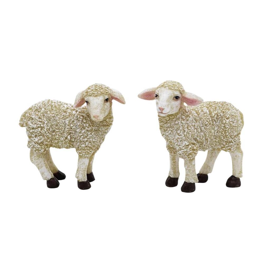 Transpac Resin Lamb Figurines Set of 2 Home Decorations