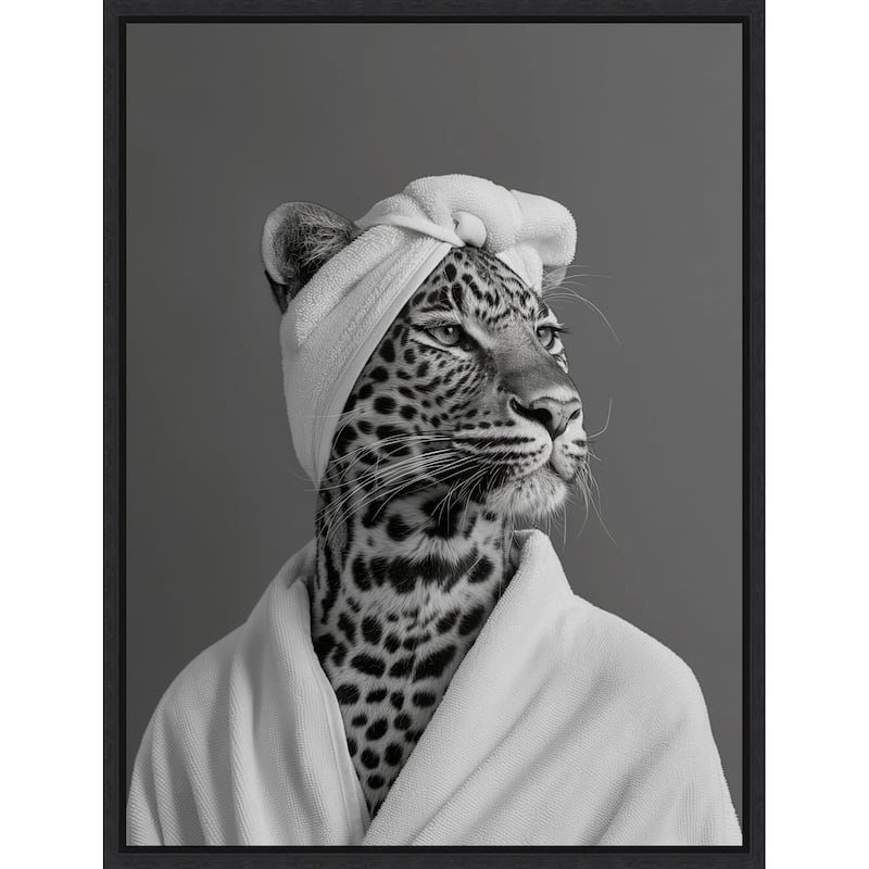 Lady Leopard Spa Day by Niky Rahner Framed Canvas Wall Art