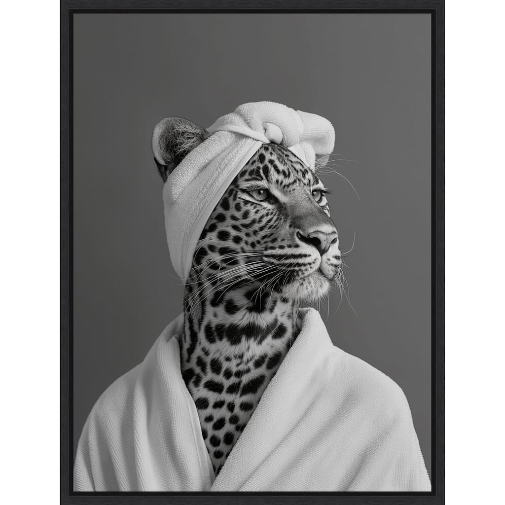 Lady Leopard Spa Day by Niky Rahner Framed Canvas Wall Art