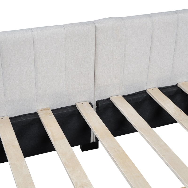 Beige Modern Full Size Upholstered Daybed with Two Storage Drawers for Bedroom