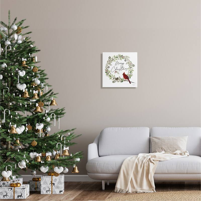 Stupell Merry Christmas Cardinal Canvas Wall Art Design by Kate Sherrill