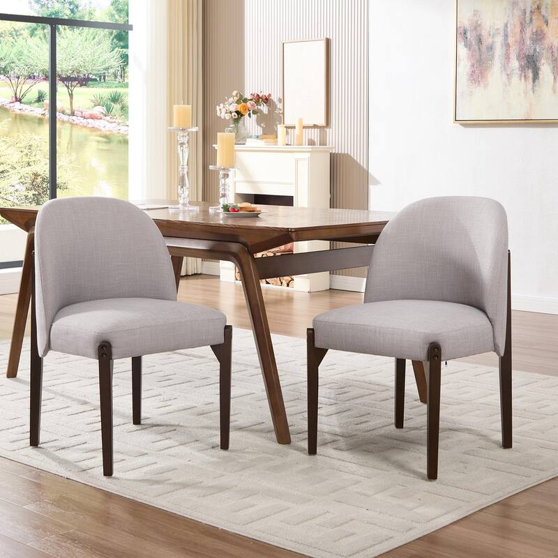 Wooden Dining Chairs Set of 2, Modern Fabric Upholstered Dining Room Chair Kitchen Chairs, Farmhouse Dinner Chair