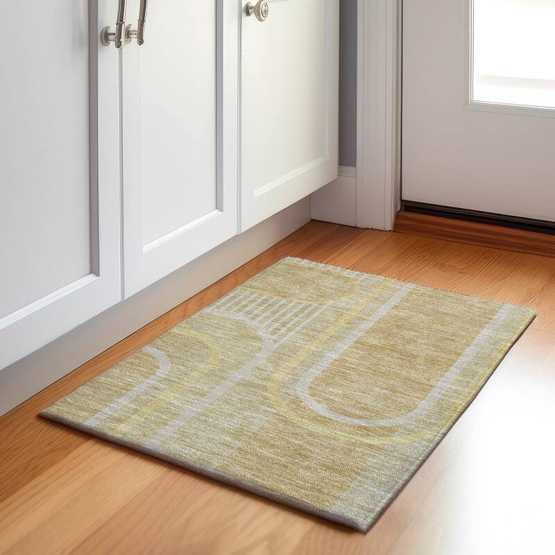 Premium Washable Super Soft Contemporary Deco Mayfield Rug - Beige - 1' 8" x 2' 6" - Rectangle