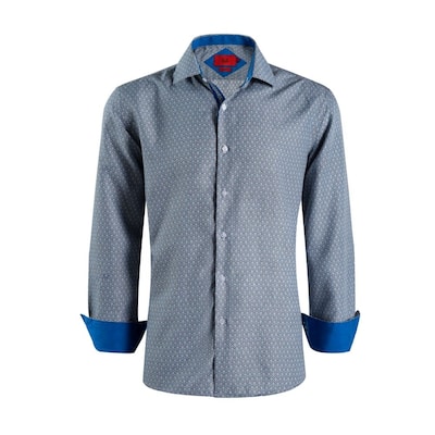 Elie Balleh Men's Blue Geometric Print Slim Fit Shirt
