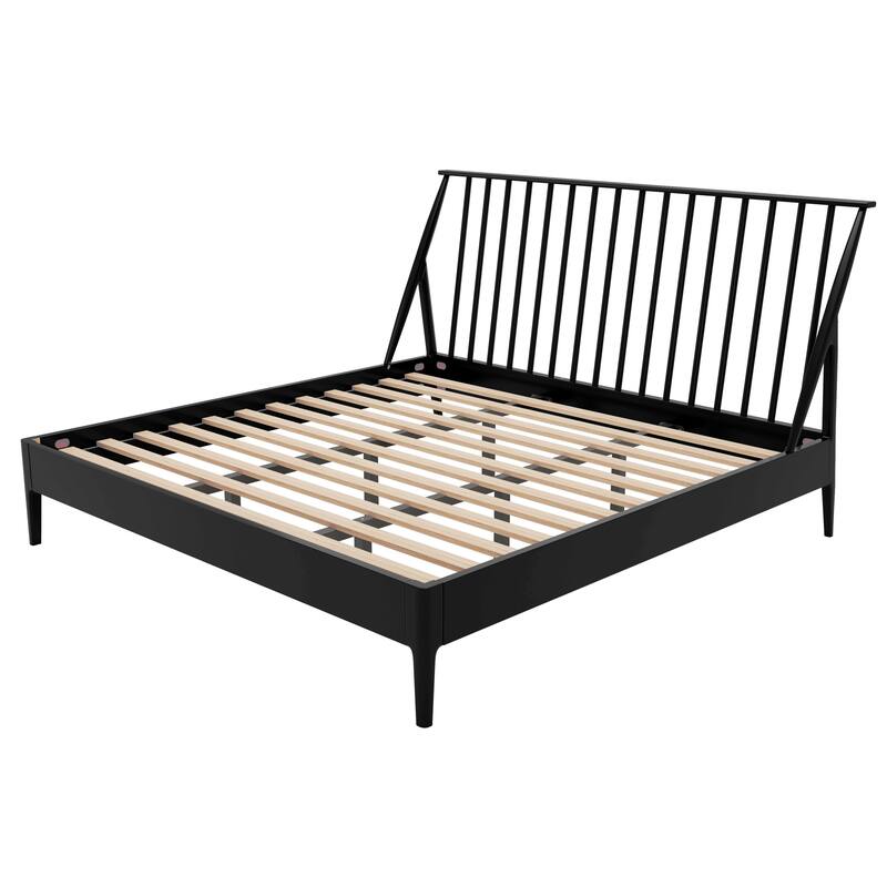 Solid Bamboo Wood Spindle Platform Bed