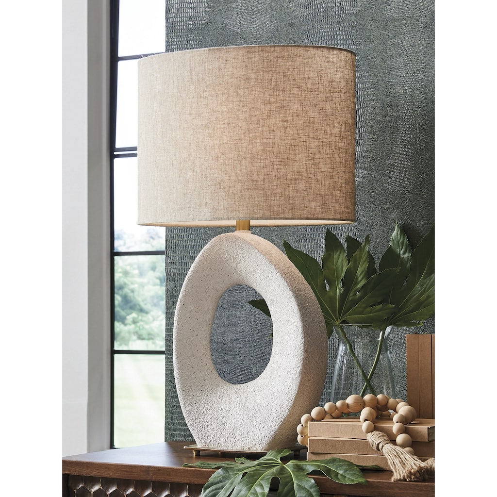 Signature Design by Ashley Trentlen Gold/Beige Table Lamp - 16" W x 10" D x 28" H